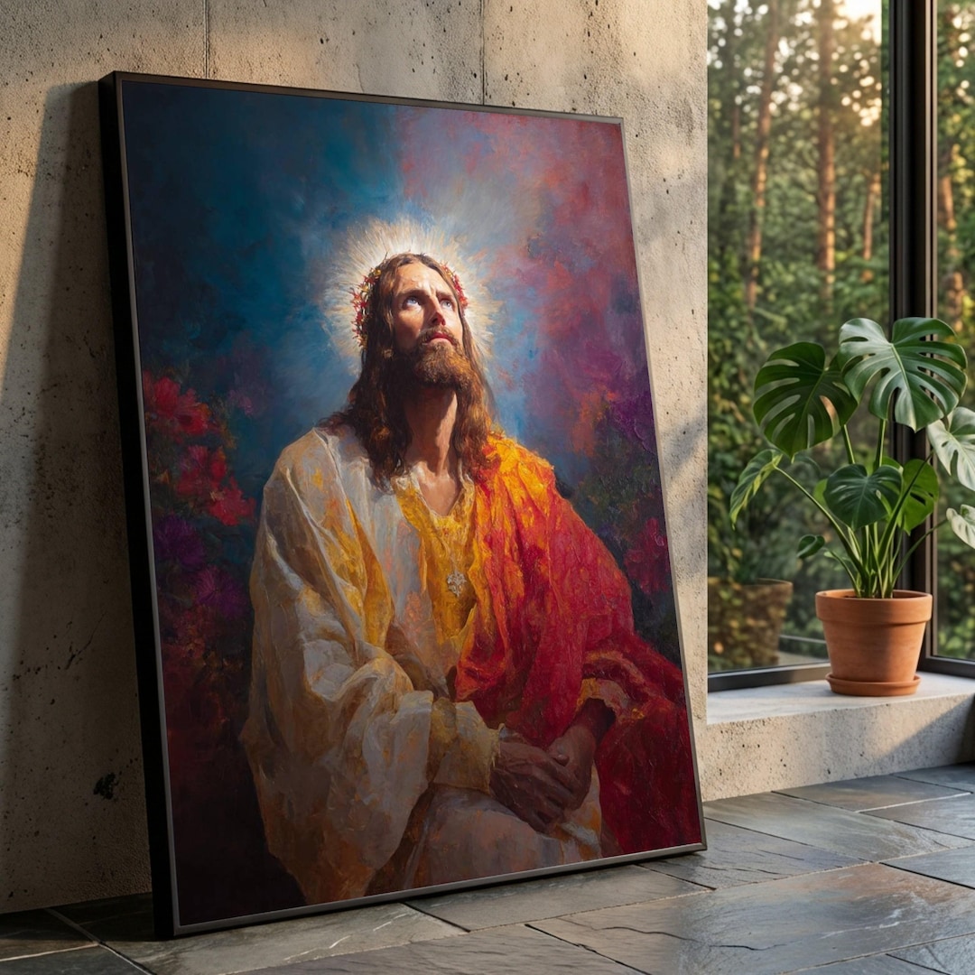 Divine Jesus Christ Portrait Canvas, Spiritual Christian Wall Art ...