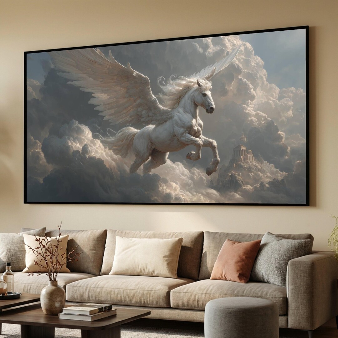Majestic Pegasus Soaring Canvas, Mythical Winged Horse Wall Art ...