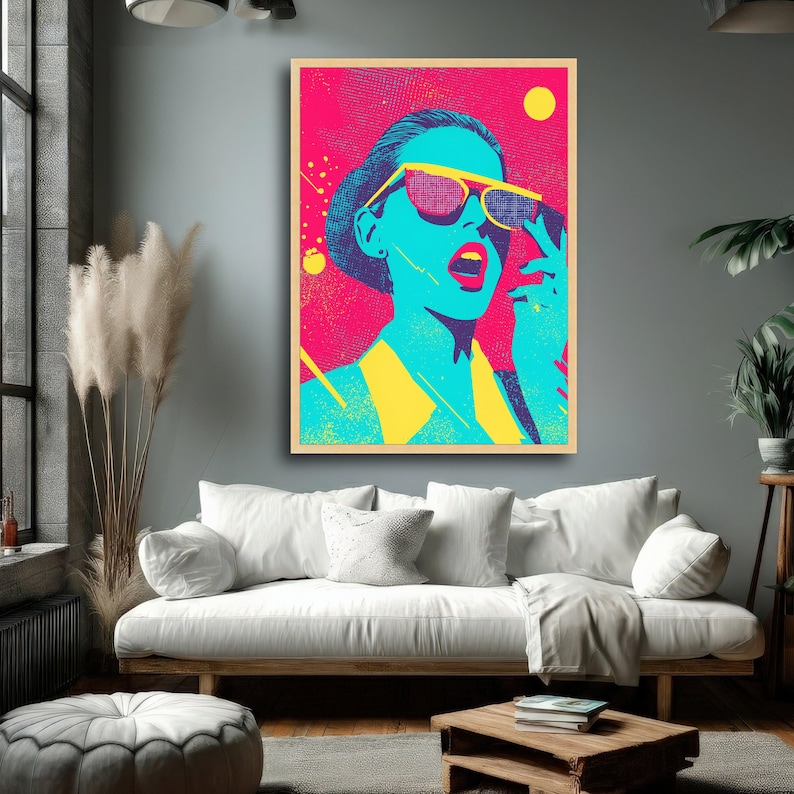 Vibrant Pop Art Portrait Canvas Retro Sunglasses Wall Art Colorful vibrant-pop-art-portrait-canvas-retro-sunglasses-wall-art-colorful