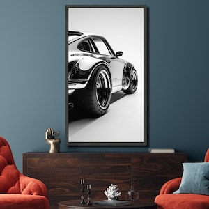Classic Car Canvas Art, Black and White Sports Car, Automotive Wall Art, Modern Canvas Design, Ready to Hang Decoration image 2