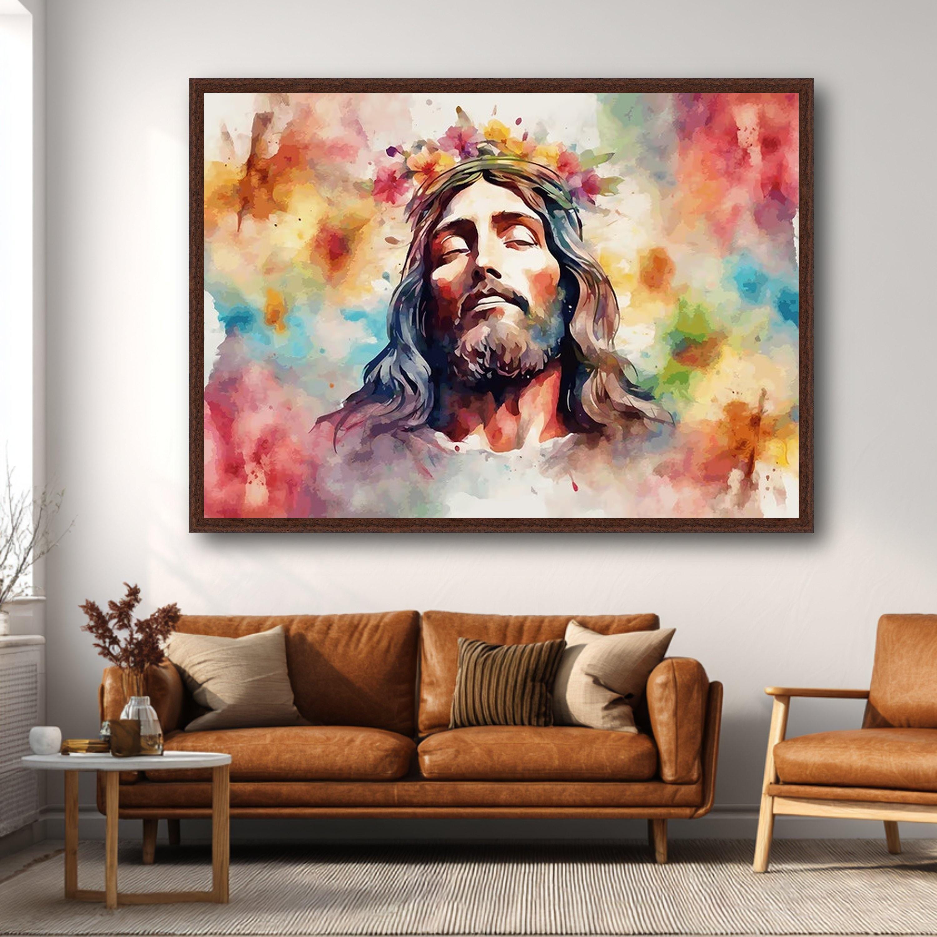 Inspirational Jesus Christ Watercolor Canvas, Spiritual Wall Art ...