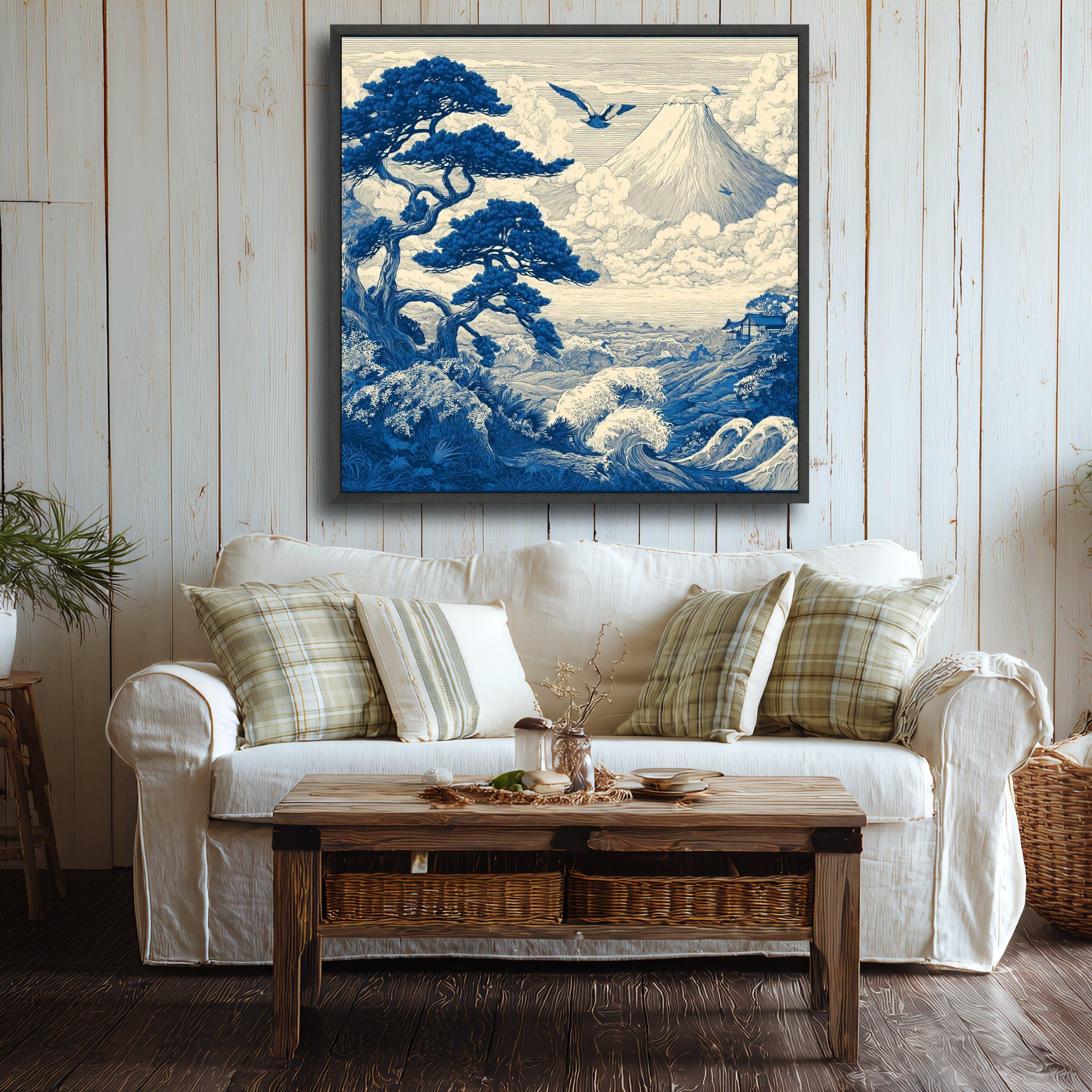 Japanese Landscape Canvas Wall Art, Mount Fuji With Pine Trees ...
