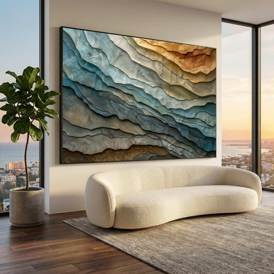 Abstract Layered Texture Canvas, Earth Tone Wall Art, Modern Organic ...