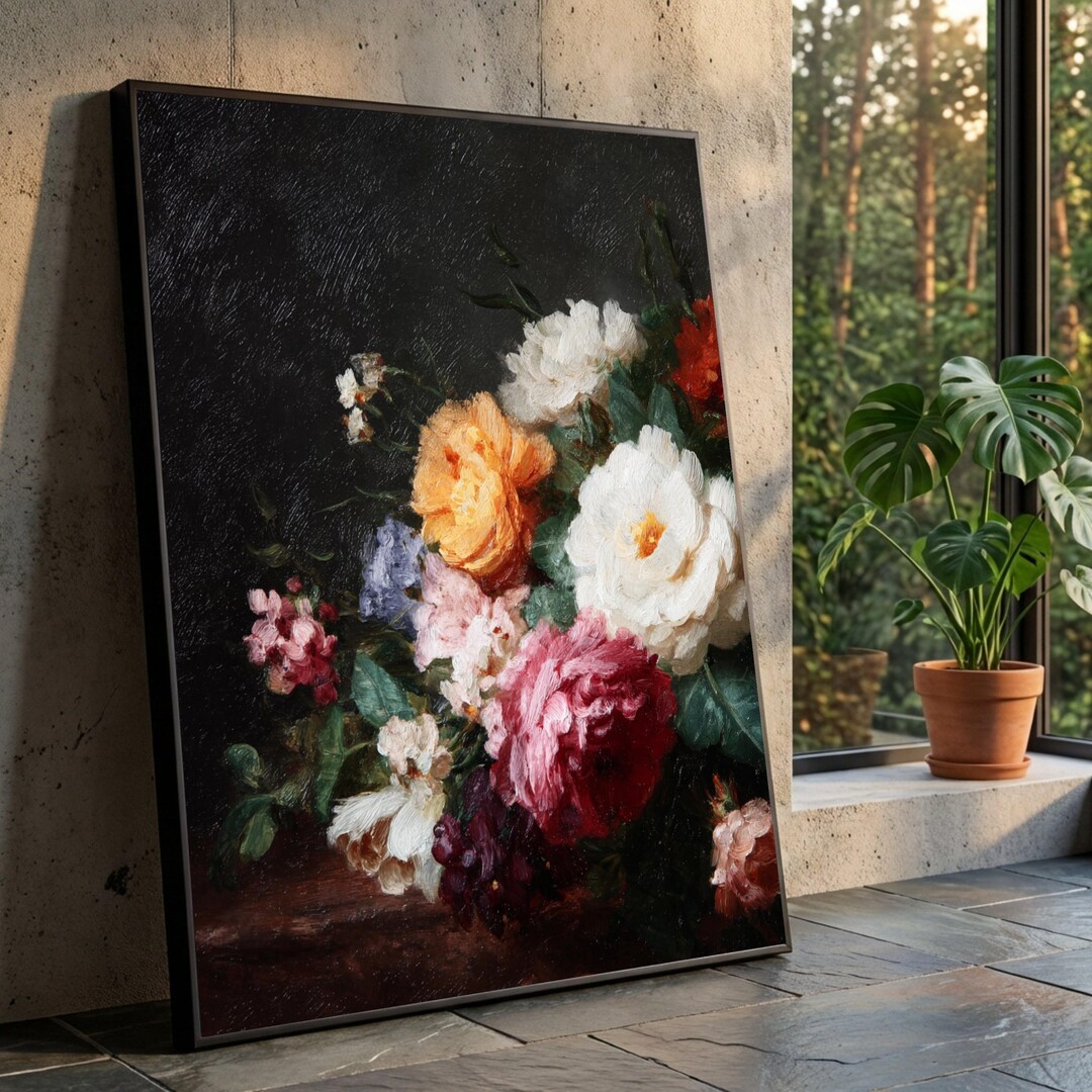 Classic Still Life Floral Canvas Wall Art, Vintage Flower Painting ...