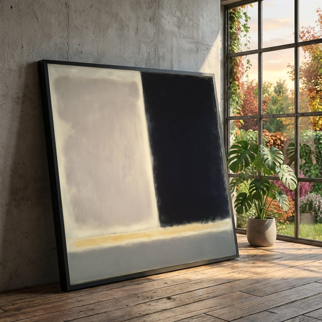 Minimalist Modern Abstract Canvas Wall Art, Black and Gray Geometric ...