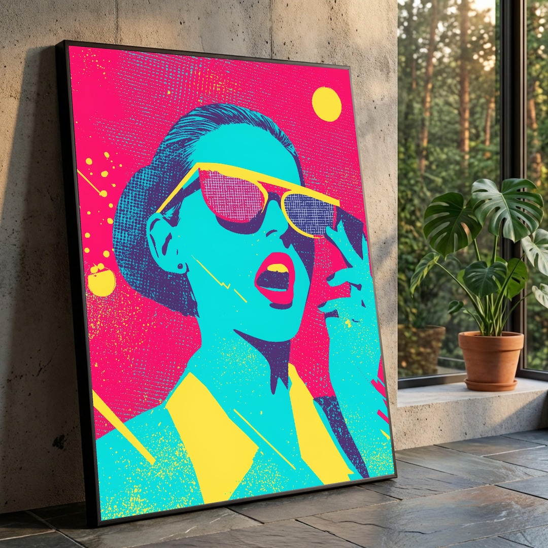 Vibrant Pop Art Portrait Canvas Retro Sunglasses Wall Art Colorful vibrant-pop-art-portrait-canvas-retro-sunglasses-wall-art-colorful