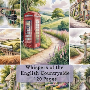 English Countryside Junk Journal Pages – 120 Printable Vintage Landscape Papers (Digital Download)