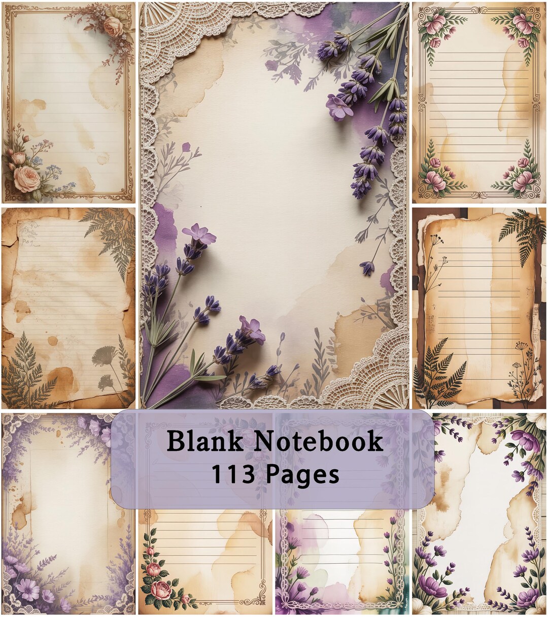 Vintage Floral Junk Journal Pages – Shabby Chic Printable Writing Paper ...