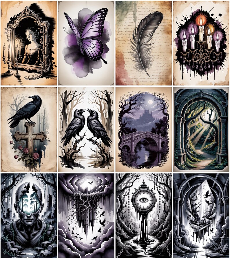 Gothic Junk Journal Pages – Dark Vintage Printable Ephemera Kit ...