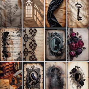 Pagine per Junk Journal Velvet Noir – Kit stampabile dark romantico – Pacchetto scrapbook gotico vintage da 120 pagine immagine 7