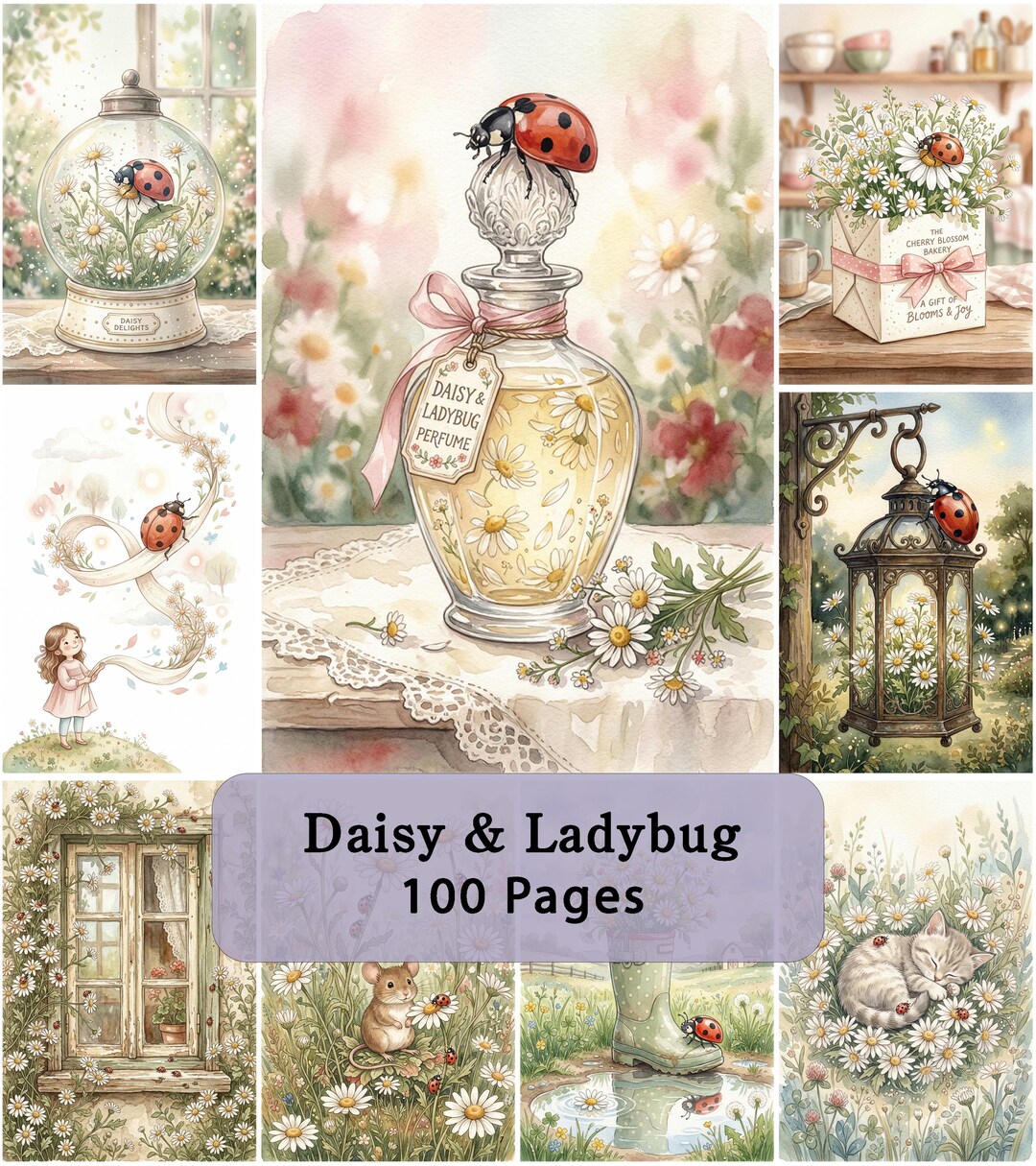 Daisy & Ladybug Junk Journal Pages – Cottagecore Floral Printable Kit ...