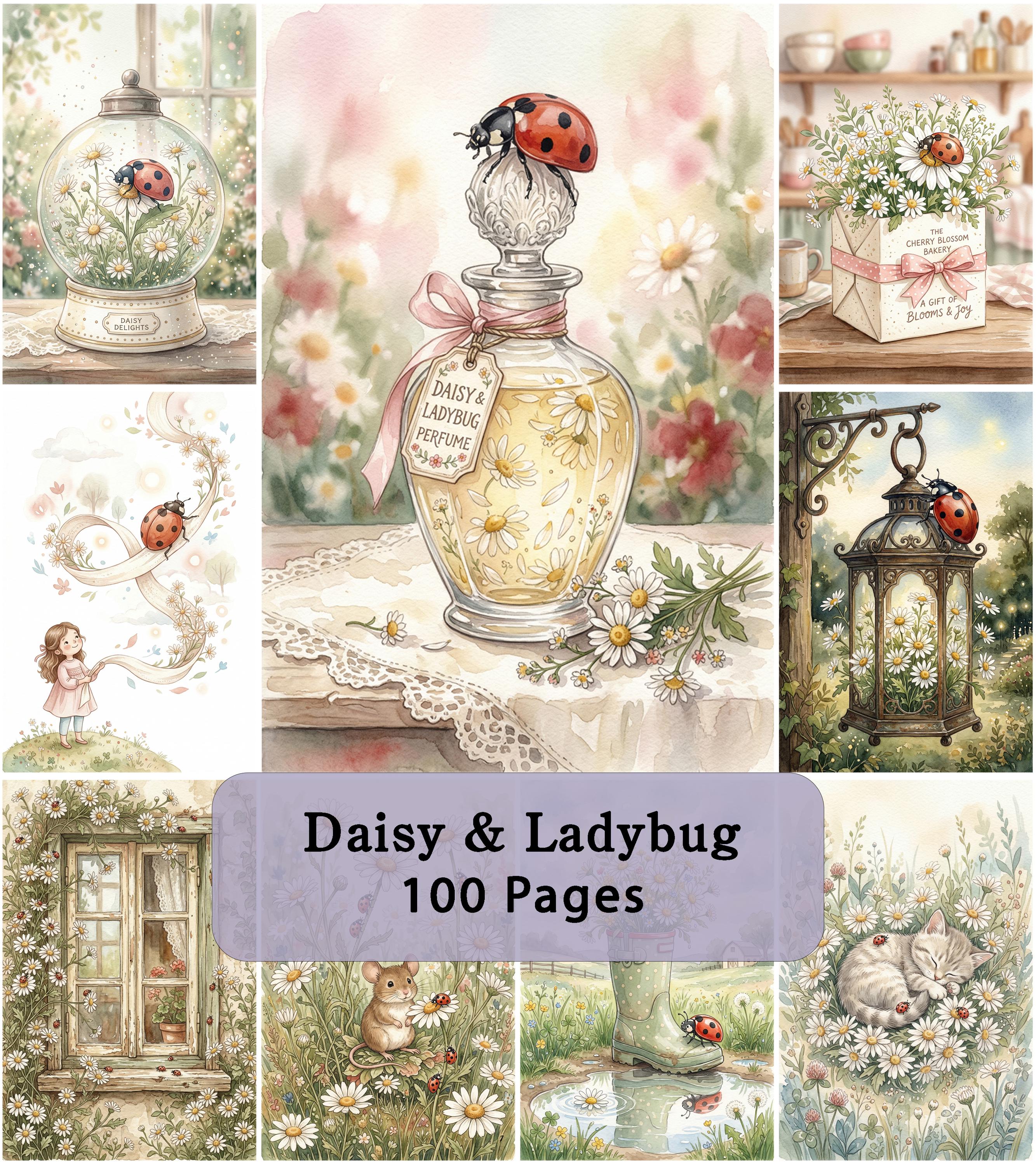 Daisy & Ladybug Junk Journal Pages – Cottagecore Floral Printable Kit ...