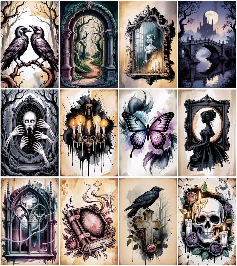 Gothic Junk Journal Pages – Dark Vintage Printable Ephemera Kit ...