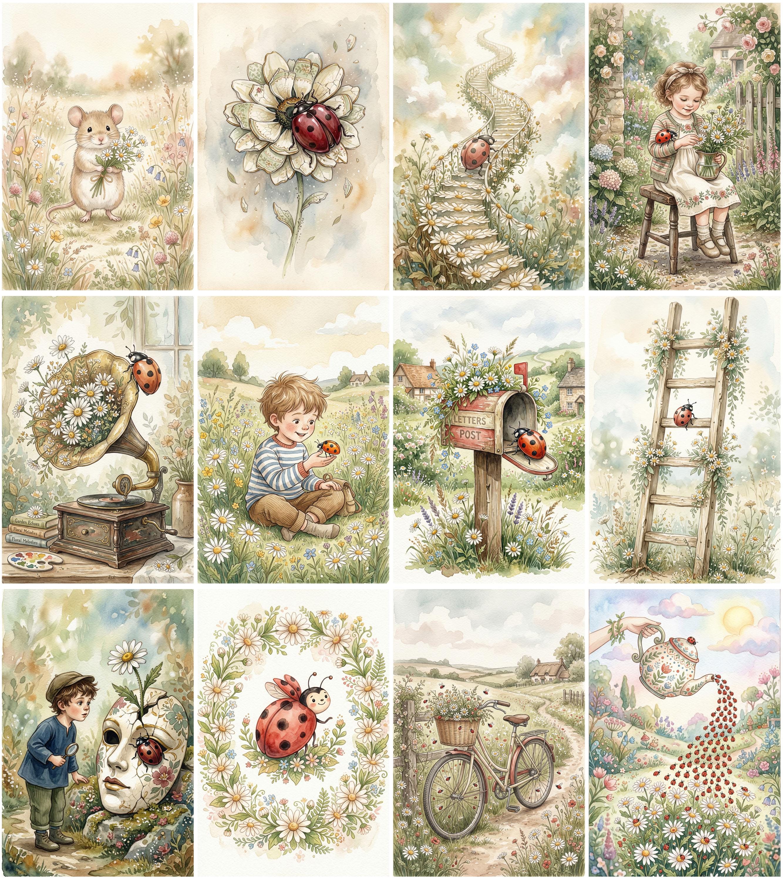 Daisy & Ladybug Junk Journal Pages – Cottagecore Floral Printable Kit ...