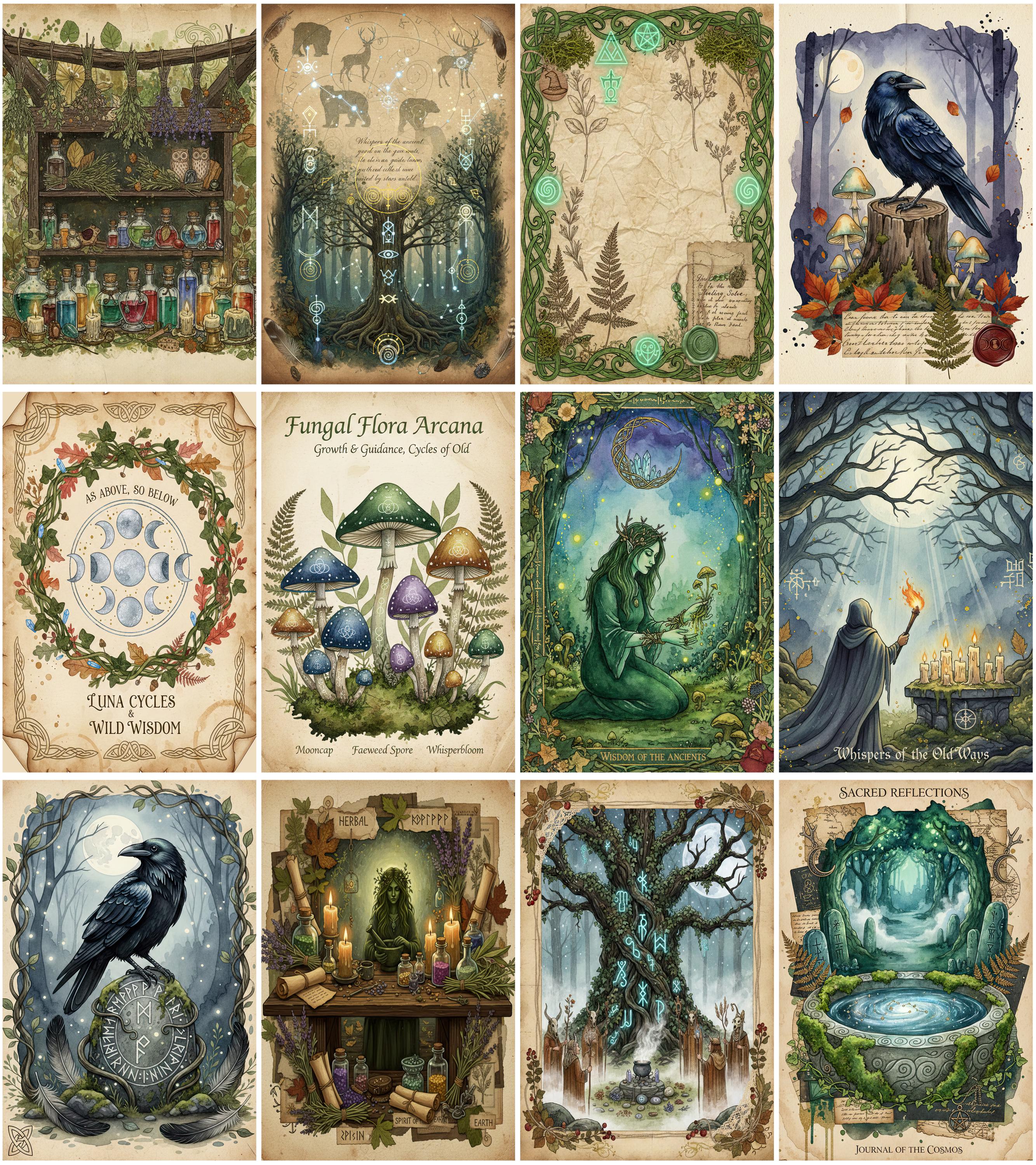 Sacrd Paper Sacred Pagan Junk Journal Pages – 100 Printable Witchy Forest Papers ...