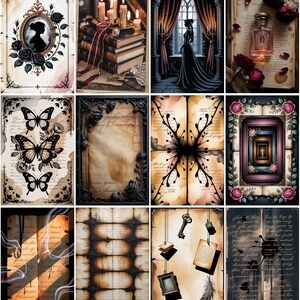 Pagine per Junk Journal Velvet Noir – Kit stampabile dark romantico – Pacchetto scrapbook gotico vintage da 120 pagine immagine 4