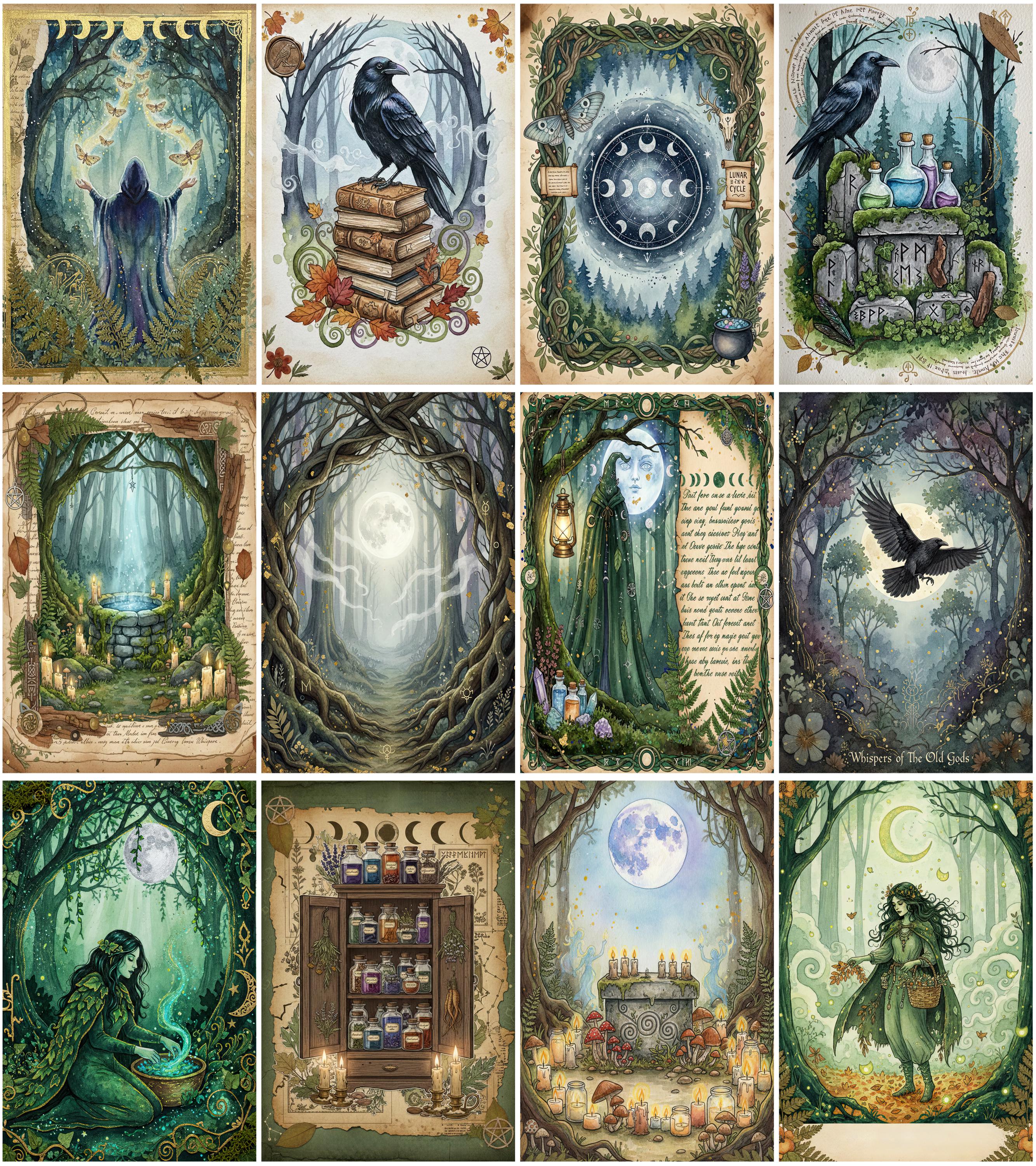 Sacrd Paper Sacred Pagan Junk Journal Pages – 100 Printable Witchy Forest Papers ...