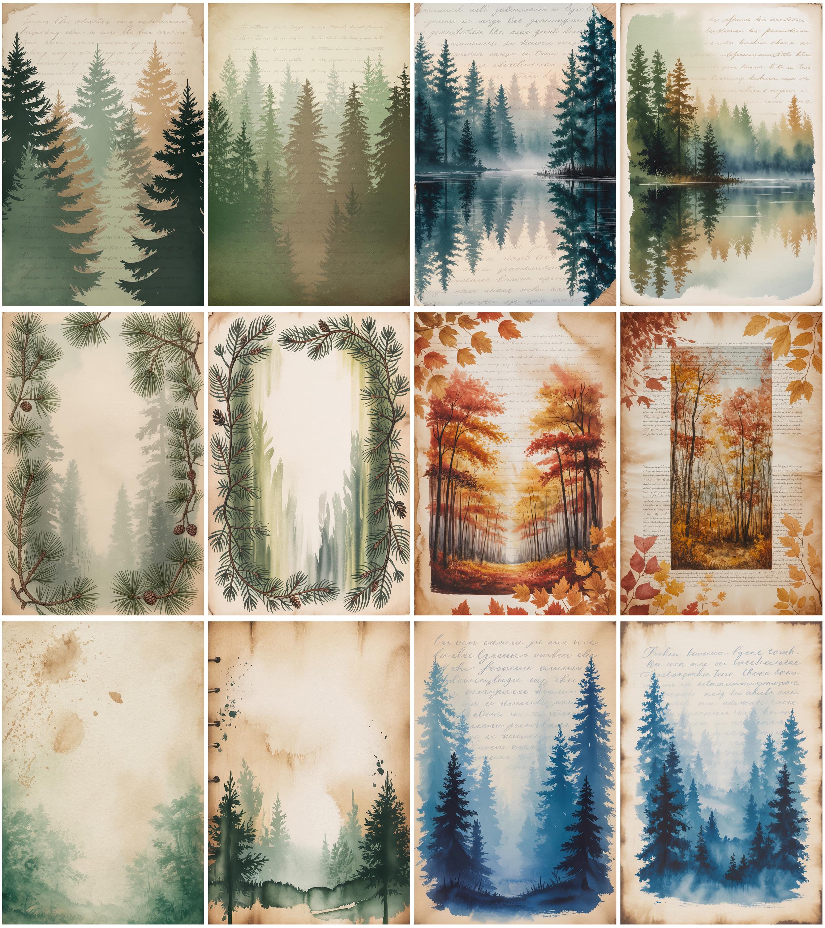 Old Forest Junk Journal Pages – 100 Printable Woodland Ephemera Kit ...