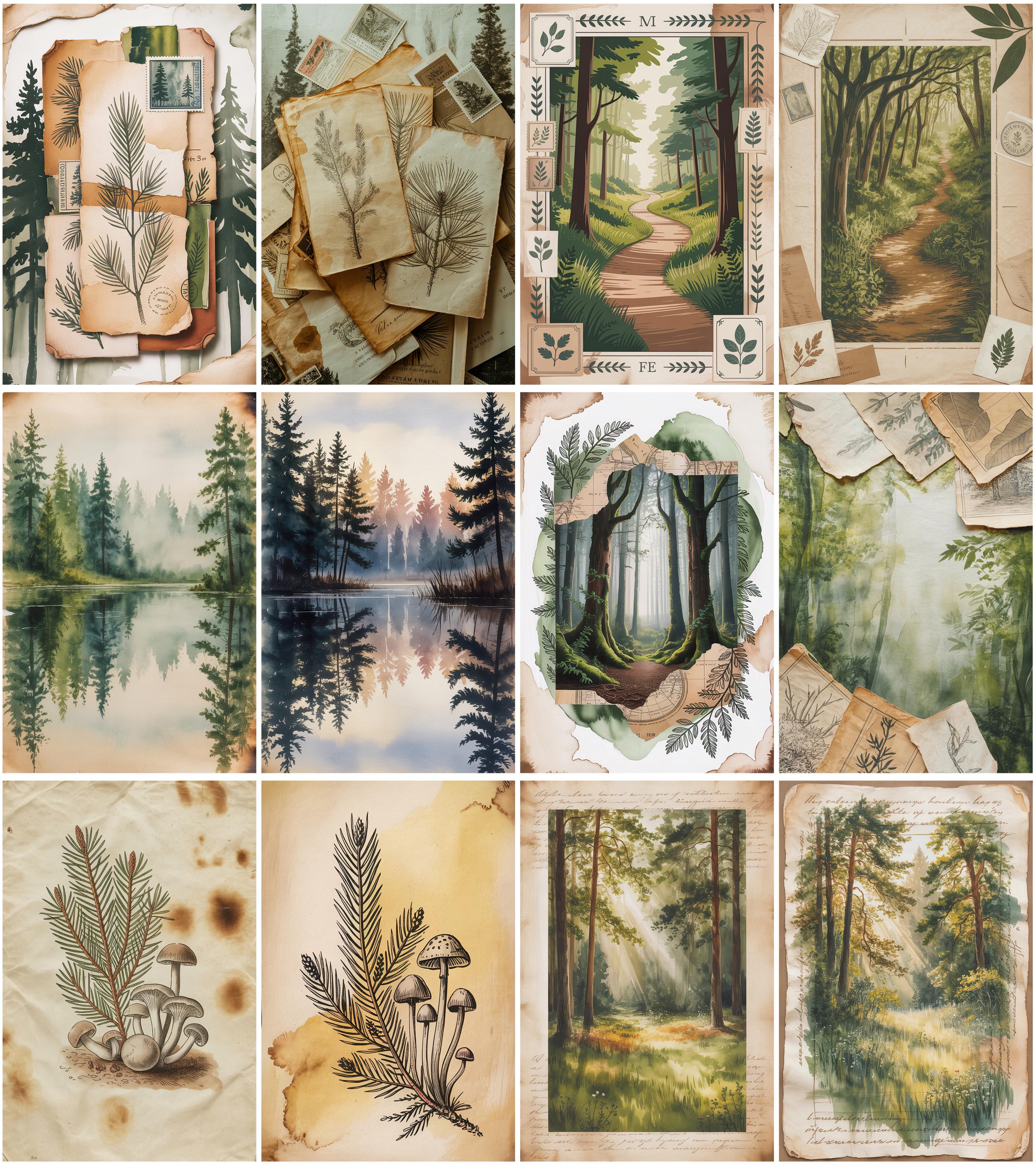 Old Forest Junk Journal Pages – 100 Printable Woodland Ephemera Kit ...