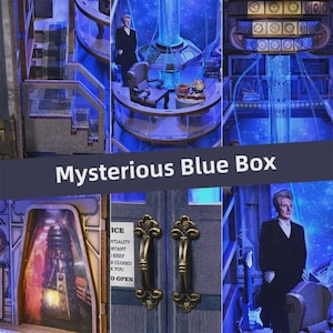 DIY TARDIS Book Nook Kit, Blue Box 3D Wooden Puzzle, Sci-Fi Diorama, LED Lighting image 5