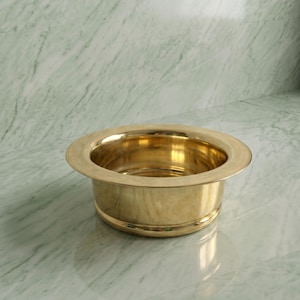 Polished Brass Cooking Pot, Moroccan Urli Serving Bowl, Decorative Solid Brass Vessel with Stepped Foot, Handmade Marrakech Brass Decor
