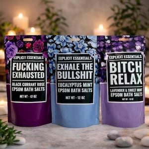 Set de sales de baño de Epsom con eucalipto, menta, grosella negra, rosa, lavanda y menta (paquete de 3)