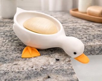 Seifenschale mit Ablauf Waschbecken Halter Saver 3D Gedruckte Ente Seifenschale Lustiges Badezimmer