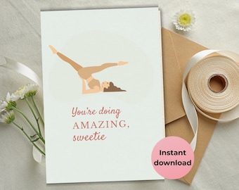 Pilates-wenskaart | Aanmoediging voor partner (A6 gevouwen) (digitale download)