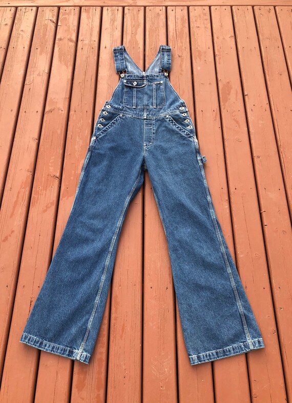 vintage 90s Ikeda denim overalls flared leg jean o