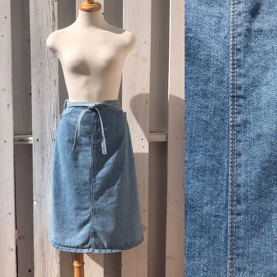 70s denim wrap skirt jean skirt vintage denim apro