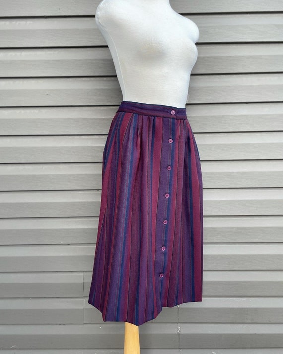 vintage striped wool skirt button front skirt wit… - image 4