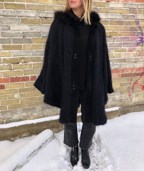 80s wool cape mohair cape mohair coat shaggy fuzzy