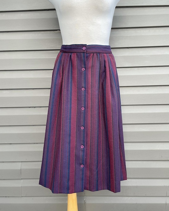 vintage striped wool skirt button front skirt wit… - image 2