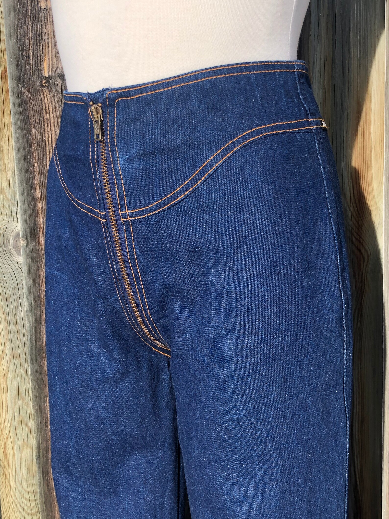 70s Rag City Blues zip around jeans Zipper jeans straight leg Etsy