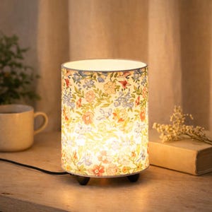 Japanese Floral Table Lamp | Zen Bedside Light | Warm Wooden Base Night Lamp