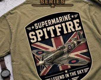 Supermarine Spitfire WWII-stridsflygplan T-shirt, brittisk flyglegend T-shirt