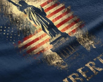 Frihetsgudinnan T-shirt, amerikansk flagga med patriotiska mönster