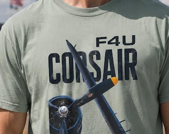 F4U Corsair-skjorta, stridsflygplanströja från andra världskriget, marinblå flyg-t-shirt