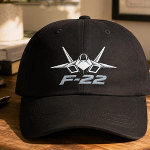 F-22 Raptor Embroidered Hat, Classic Aviation Series Dad Cap, Fighter Jet Hat