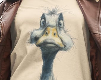 Confused Goose Sketch Tee, Expressive Animal Humor Shirt, Minimalist Graphic Gildan 5000