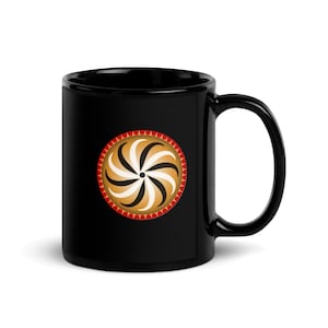 Strophe – Rotorhead Coffee, czarny, błyszczący kubek | Prezent od sił zbrojnych USA | Prezent w postaci tarczy greckiej