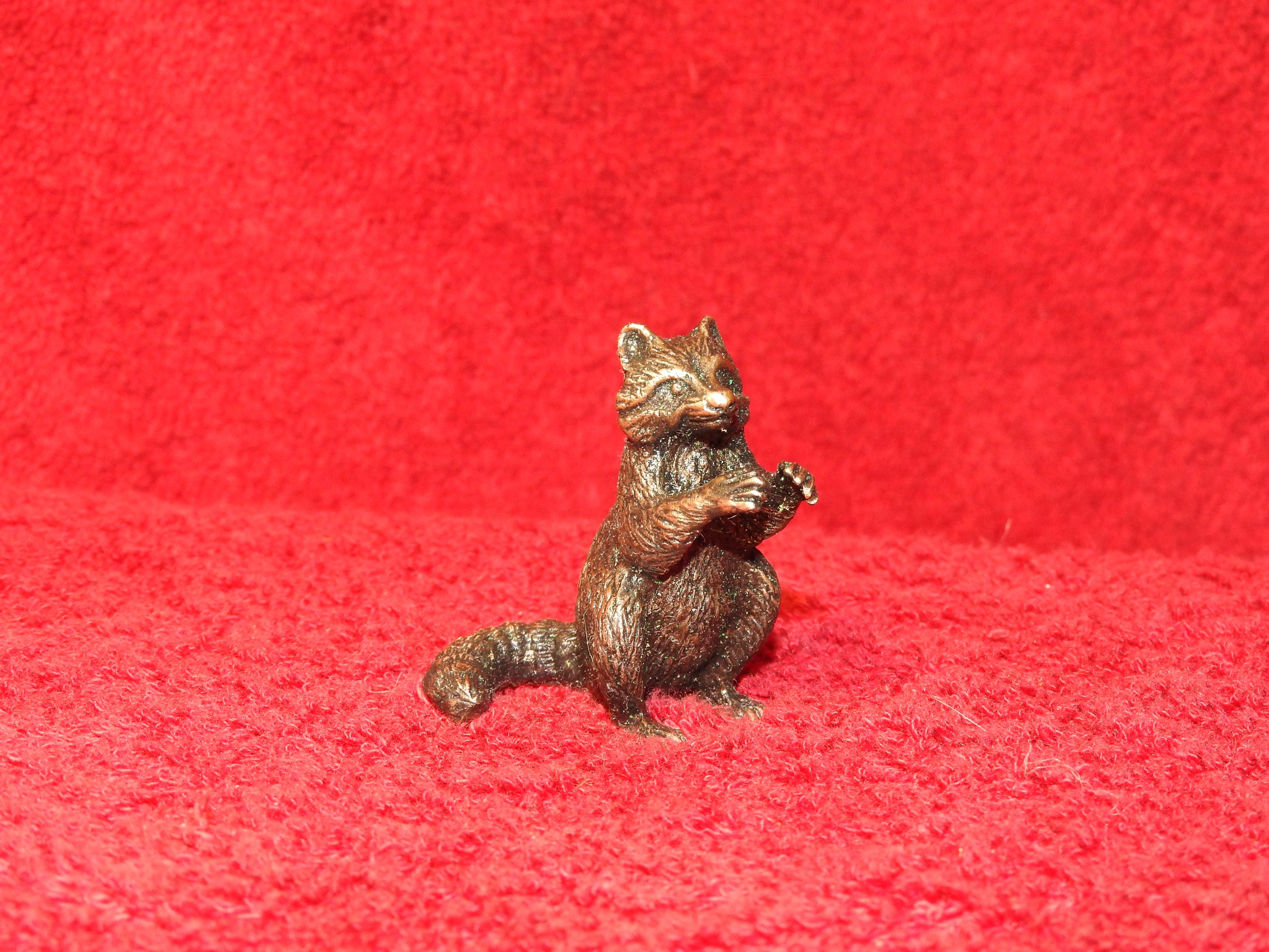 Mini Racoon Figures Raccoon - Solid Cast Bronze Figurine - Miniature - Etsy