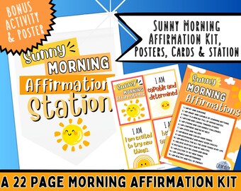 Kids Positive Affirmation Cards: Calm Down Kit, Coping Skills (PDF Printable)
