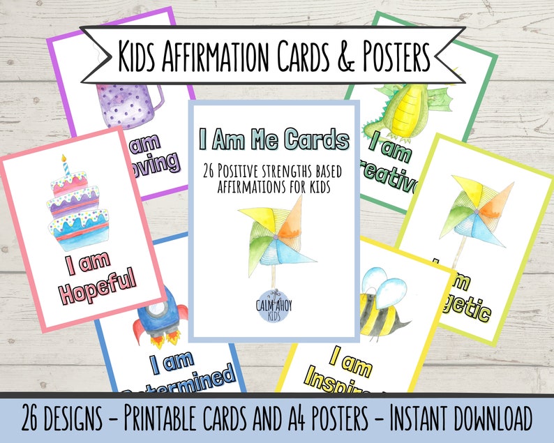 Printable Affirmation Cards For Kids  Motivational Cards  image 1