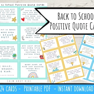 Cartões de positividade para impressão para crianças, volta às aulas, cartões de incentivo, citações positivas, citações motivacionais, escola em casa, notas de almoço