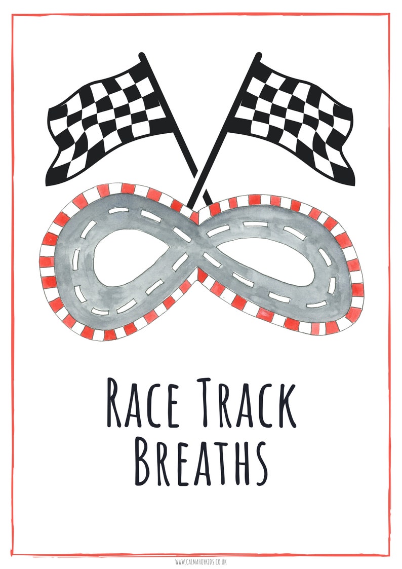 Kids Printable Relaxation Activity, Race Track Breaths a Mindful
