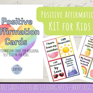 Tarjetas y carteles de afirmación positiva imprimibles para niños I Autoestima y mentalidad positiva I Actividad de canción de afirmación de Snoop Dogg para niños