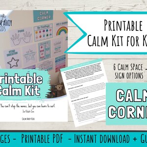 Calming Corner Kit I Printable Calm Corner I Calm Down Posters I Kids Calming Strategies I Kids Feelings Worksheets I Emotional Literacy