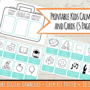 Calming Strategies Calm Down Kit Affiche et cartes pour l'anxiété et le stress, la gestion des émotions, la régulation émotionnelle et la santé mentale des enfants