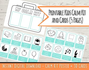 Kids Calm Kit Poster and Cards, Coping Strategies (Digital Download)
